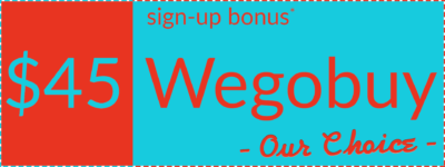 Wegobuy welcome bonus coupon symbolling "Our Choice", right orientation