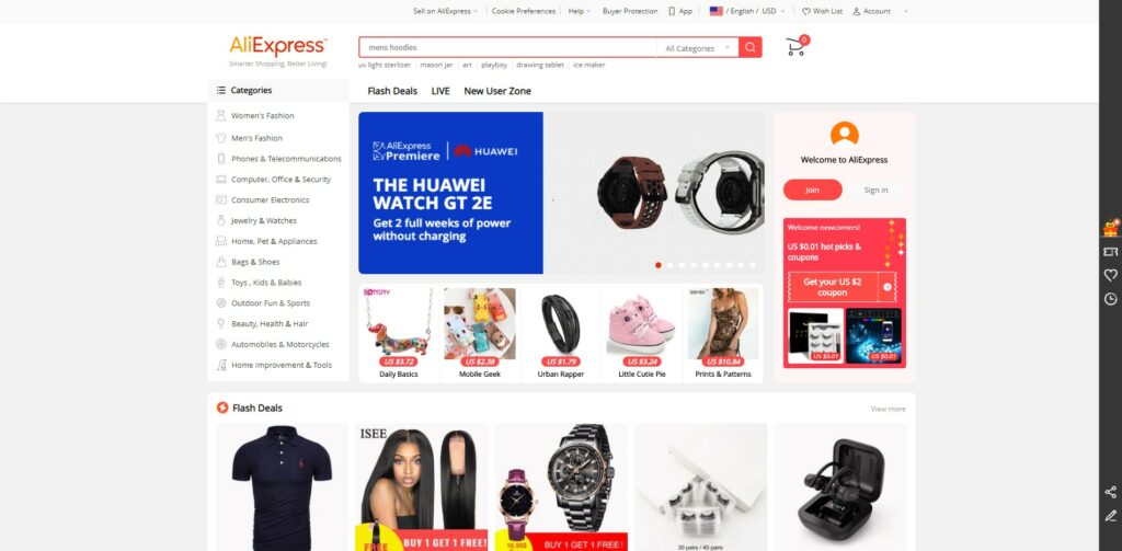 AliExpress Homepage Screenshot